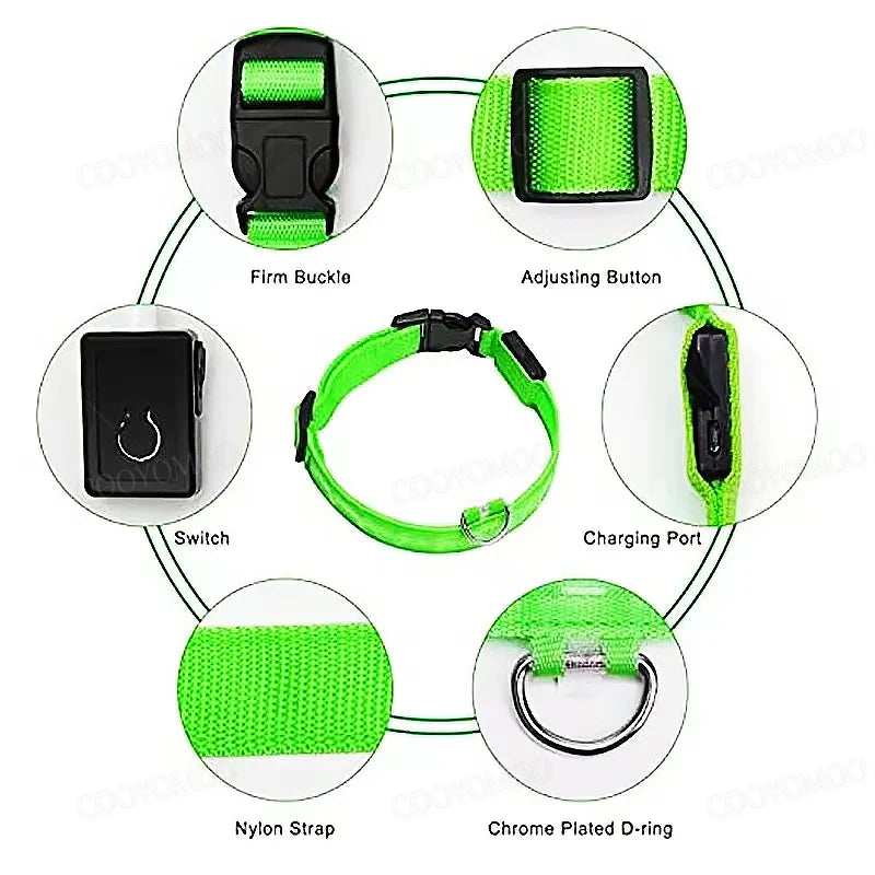 EverPaw USB Rechargeable LED Dog Collar – 3 Light Modes for Night Safety
