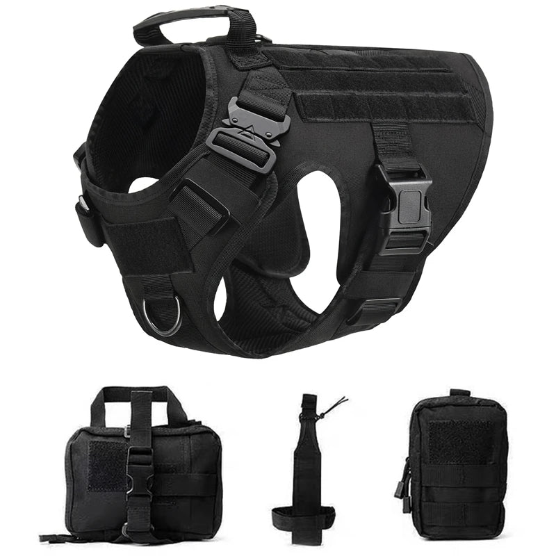 EverPaw No-Pull Tactical Dog Harness - Adjustable Training Vest for Small to Large Dogs